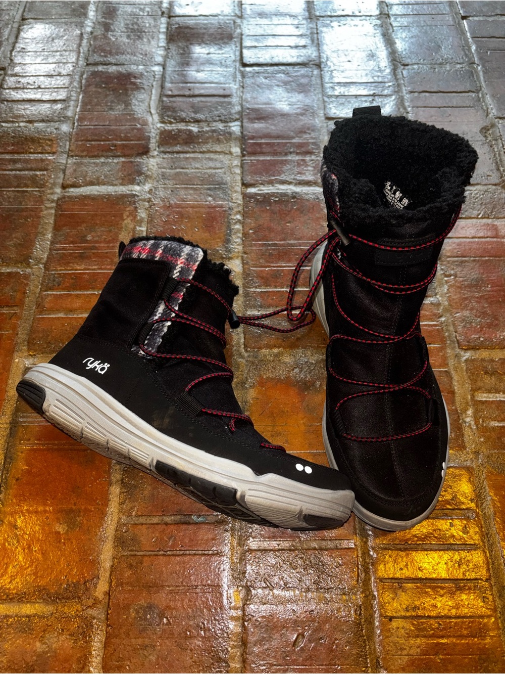 Ryka Black Ankle Booties with Red Accent Laces